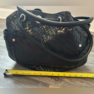 Elegant Black Woven Leather Handbag